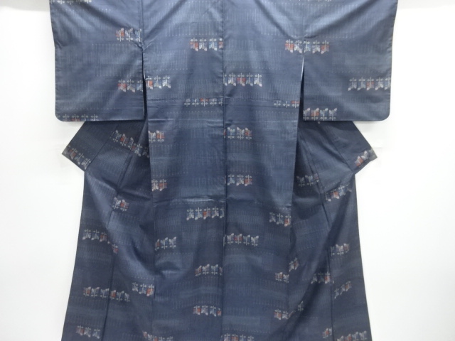 JAPANESE KIMONO / DORO OSHIMA TSUMUGI / WOVEN FLOWER / 5MARUKI